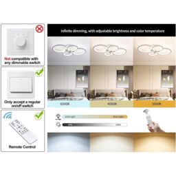 Garwarm Dimmable LED Ceiling Light Flush Mount Acrylic Metal in White - thumbnail 2
