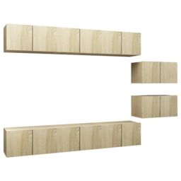 Berkfield Home TV Cabinets 8 pcs Sonoma Oak Engineered Wood in Brown - thumbnail 2