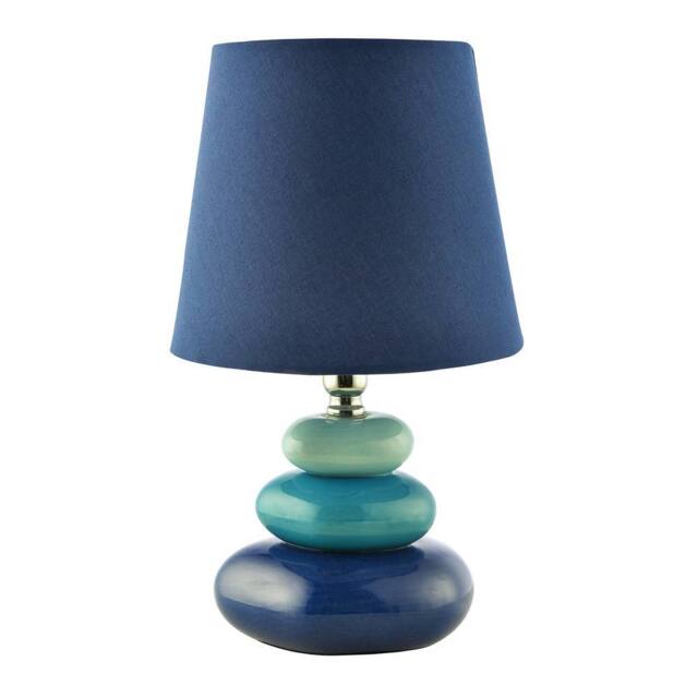 Happy Homewares Ceramic Pebble Table Lamp with Midnight Blue Teal & Duck Egg Colours - image 1