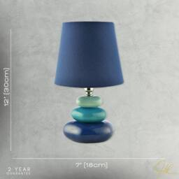 Happy Homewares Ceramic Pebble Table Lamp with Midnight Blue Teal & Duck Egg Colours - thumbnail 6