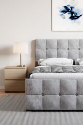 Home Discount Vida Designs Valentina King Size Ottoman Bed Frame Velvet Fabric UKFR in Silver - thumbnail 6