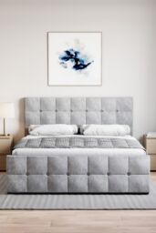 Home Discount Vida Designs Valentina King Size Ottoman Bed Frame Velvet Fabric UKFR in Silver - thumbnail 5