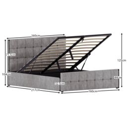 Home Discount Vida Designs Valentina King Size Ottoman Bed Frame Velvet Fabric UKFR in Silver - thumbnail 3