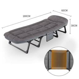 Nordara Folding Sun Lounger Recliner Garden Outdoor Bed with Cushion in Grey - thumbnail 2