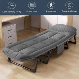 Nordara Folding Sun Lounger Recliner Garden Outdoor Bed with Cushion in Grey - thumbnail 3