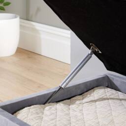 Home Source Storage Ottoman Chest Padded Seat Buttoned Detailing Metal Legs in Light Grey - thumbnail 9