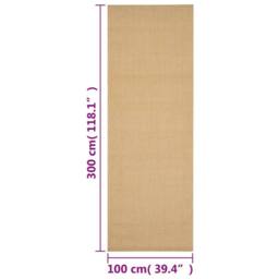 Berkfield Home Rug Natural Sisal 100x300 cm in Tan - Size: Medium - thumbnail 7