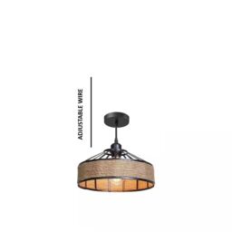 Modcraft Industrial Pendant Lamp with Metal & Hemp Rope Design in Natural - thumbnail 6