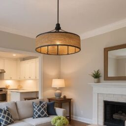 Modcraft Industrial Pendant Lamp with Metal & Hemp Rope Design in Natural - thumbnail 2