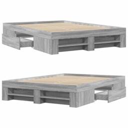 Berkfield Home Bed Frame without Mattress Grey Sonoma 120x200 cm Engineered Wood - Size: Small Double - thumbnail 8