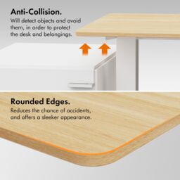 VonHaus Small Home Office Electric Standing Desk with USB-C Charging in Light Brown - thumbnail 7