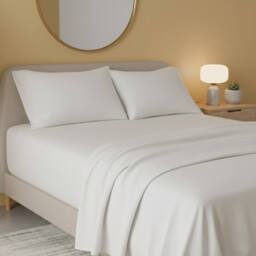 Snug City Flannelette Flat Sheet Soft Brushed Cotton Bedding for Warmth Comfort in White - Size: Single - thumbnail 1