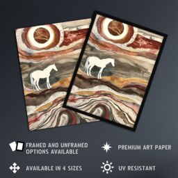"Artery8 White Horse Abstract Camargue France Landscape Framed Art Print in Brown - Size: W12"" x H16""" - thumbnail 2