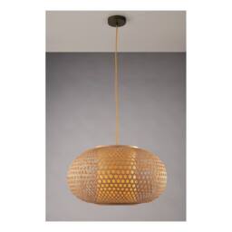 Netlighting ZEN Wire Frame Pendant Ceiling Light Wood 60x35cm in Brown - Size: 60x35 cm - thumbnail 2