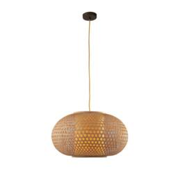 Netlighting ZEN Wire Frame Pendant Ceiling Light Wood 60x35cm in Brown - Size: 60x35 cm - thumbnail 1