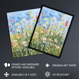 "Artery8 Summer Wildflower Meadow Floral Watercolour Wall Art Print - Size: W12"" x H16""" - thumbnail 2
