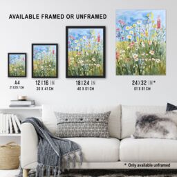 "Artery8 Summer Wildflower Meadow Floral Watercolour Wall Art Print - Size: W12"" x H16""" - thumbnail 3