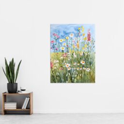 "Artery8 Summer Wildflower Meadow Floral Watercolour Wall Art Print - Size: W12"" x H16""" - thumbnail 4
