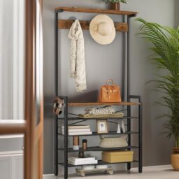 Rafaelo Mobilia Industrial Hall Tree Large Hall Stand in Brown - thumbnail 5