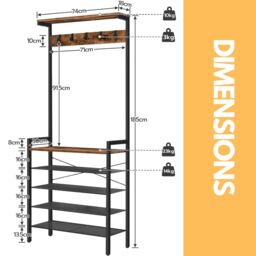 Rafaelo Mobilia Industrial Hall Tree Large Hall Stand in Brown - thumbnail 6