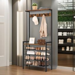 Rafaelo Mobilia Industrial Hall Tree Large Hall Stand in Brown - thumbnail 2