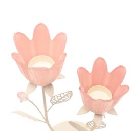 Hestia HesPink & Cream Floral Double Candle Holder in Pink - thumbnail 5