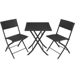 tectake Garden Furniture Set Trevi - 2 chairs, 1 table, bistro set, foldable in Black - Size: 2 Seater - thumbnail 1