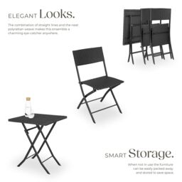 tectake Garden Furniture Set Trevi - 2 chairs, 1 table, bistro set, foldable in Black - Size: 2 Seater - thumbnail 4