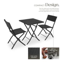 tectake Garden Furniture Set Trevi - 2 chairs, 1 table, bistro set, foldable in Black - Size: 2 Seater - thumbnail 3