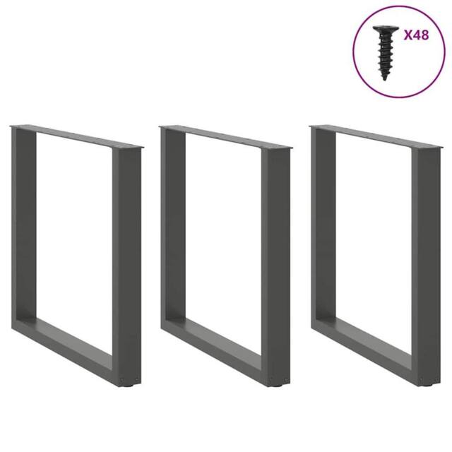 Berkfield Home Modern Coffee Table Legs U-Shaped 3 pcs Anthracite 90x(72-73) cm Steel in Dark Grey - image 1