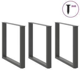 Berkfield Home Modern Coffee Table Legs U-Shaped 3 pcs Anthracite 90x(72-73) cm Steel in Dark Grey - thumbnail 1