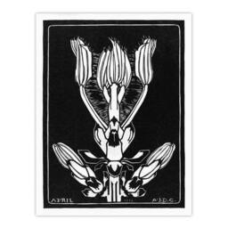 "Artery8 April Flower Vintage Black White Vintage Wall Art Print Graag - Size: W12"" x H16""" - thumbnail 1