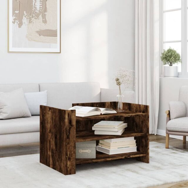 Berkfield Home Coffee Table Smoked Oak 80x50x50 cm Engineered Wood in Brown - Size: 80 x 50 x 50 cm - image 1