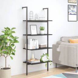 Berkfield Home 4-Tier Leaning Shelf Black 64x35x152.5 cm