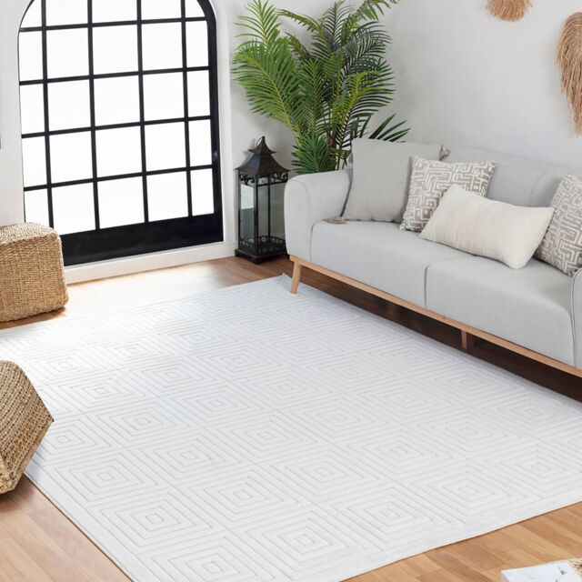 Livabliss Le Mans-Modern Beige Grey White 3D High & Low Pile Textured In- & Outdoor Rug - Size: 80 cm x 150 cm - image 1