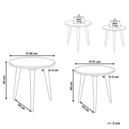 Wyld and Coco Set of 2 Gold Distressed Carved Mango Wood Side Tables - thumbnail 4