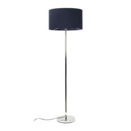 ValueLights Charlie Chrome Floor Lamp with Large Blue Shade in Silver - thumbnail 2