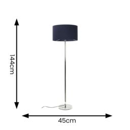 ValueLights Charlie Chrome Floor Lamp with Large Blue Shade in Silver - thumbnail 6
