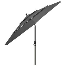 Berkfield Home 3-Tier Parasol with Aluminium Pole Anthracite 3.5 m in Black - thumbnail 3