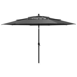 Berkfield Home 3-Tier Parasol with Aluminium Pole Anthracite 3.5 m in Black - thumbnail 1