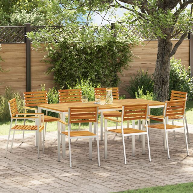 Berkfield Home Stacking Garden Chairs 8 pcs 54.5x56x89 cm Solid Wood Acacia in Brown - image 1
