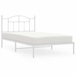 Berkfield Home Metal Bed Frame with Headboard White 107x203 cm - thumbnail 2