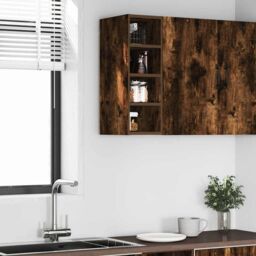Berkfield Home Hanging Cabinet Smoked Oak 20x29.5x60 cm Engineered Wood in Brown - thumbnail 3