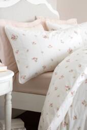 Bianca 'Vintage Rosebud Lace' 200 TC Cotton Reversible Duvet Cover Set in Cream - Size: Super King - thumbnail 3