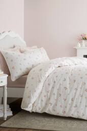 Bianca 'Vintage Rosebud Lace' 200 TC Cotton Reversible Duvet Cover Set in Cream - Size: Super King - thumbnail 2