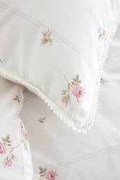 Bianca 'Vintage Rosebud Lace' 200 TC Cotton Reversible Duvet Cover Set in Cream - Size: Super King - thumbnail 4