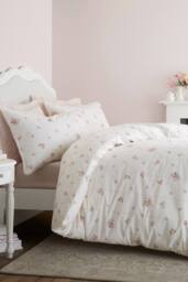 Bianca 'Vintage Rosebud Lace' 200 TC Cotton Reversible Duvet Cover Set in Cream - Size: Super King - thumbnail 1