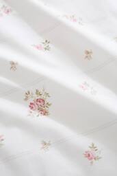 Bianca 'Vintage Rosebud Lace' 200 TC Cotton Reversible Duvet Cover Set in Cream - Size: Super King - thumbnail 5