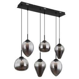Netlighting Firefly Cluster Pendant Matt Black Smoke Glass Shade 6x LED 3000K - thumbnail 2