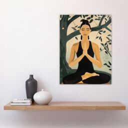 "Artery8 Woman in Yoga Pose Zen Meditation Painting Wall Art Print - Size: W12"" x H16""" - thumbnail 4